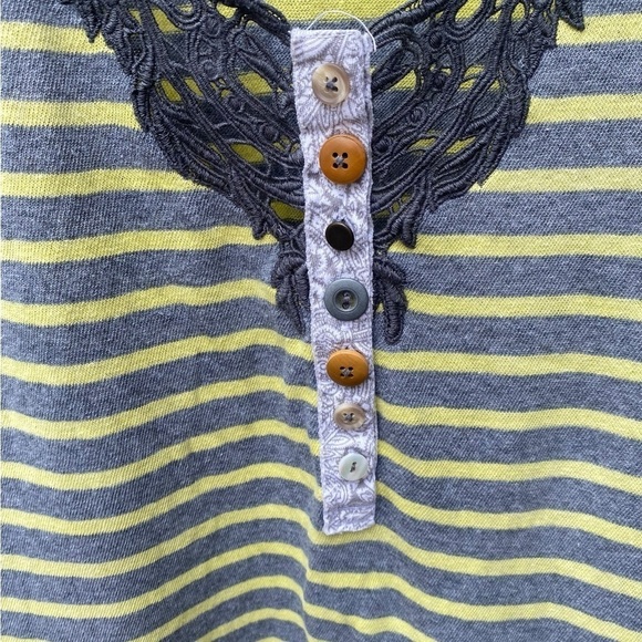 Free People Yellow/Gray Striped Call Back Henley Top I Size: S - Picture 7 of 12